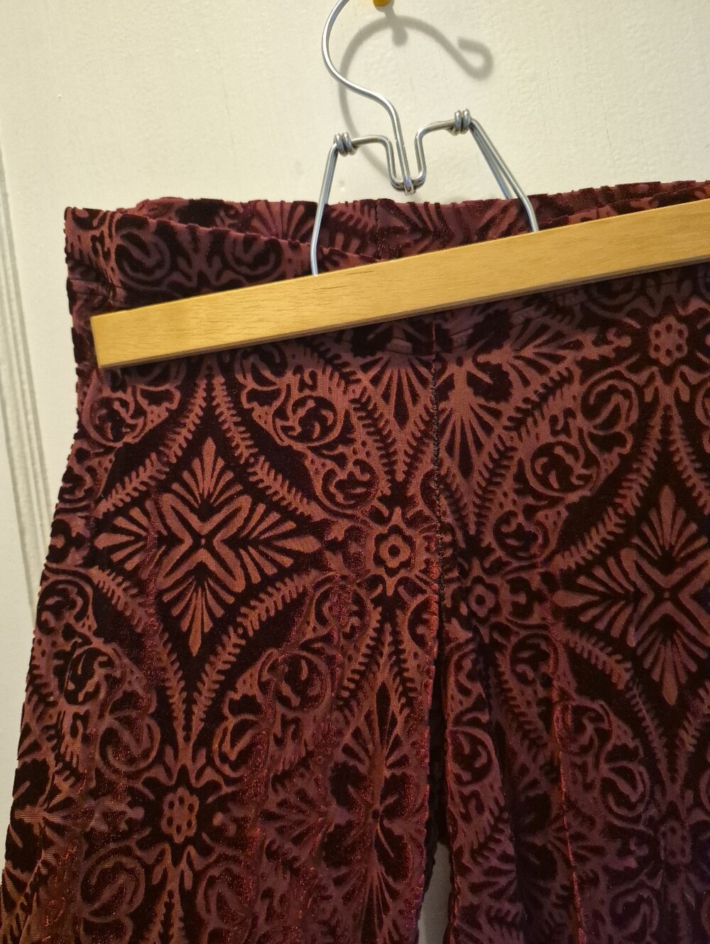 Blackmilk Red Wine Burnt Velvet Leggings Size Small